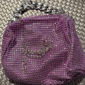 Purple Mesh Chain Bag